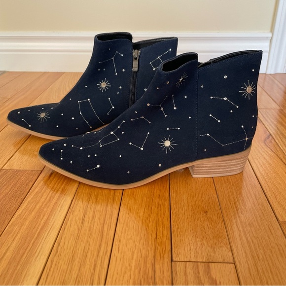 Navy Booties with Silver Constellation Detail - Picture 2 of 6